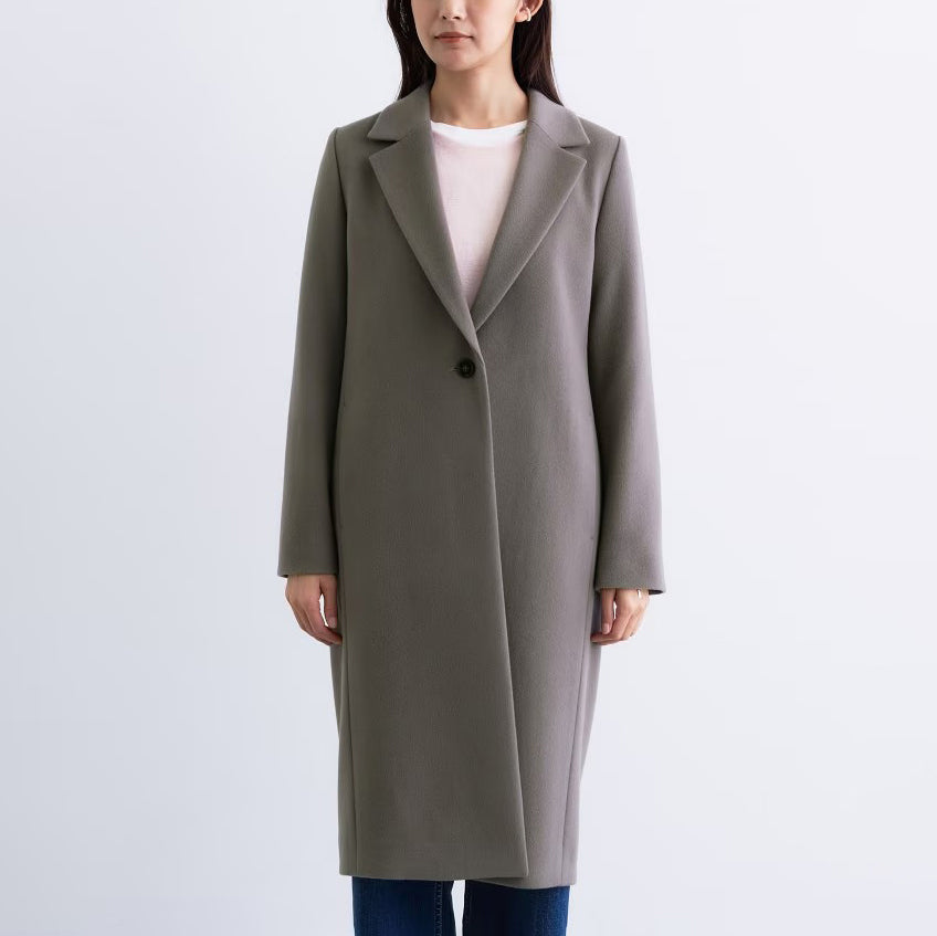 100%羊毛切斯特大衣 - 灰棕｜INDIVI 日本製