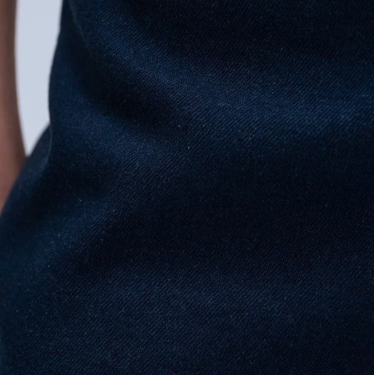 簡約彈性單寧喇叭褲 - 深藍｜cloenc