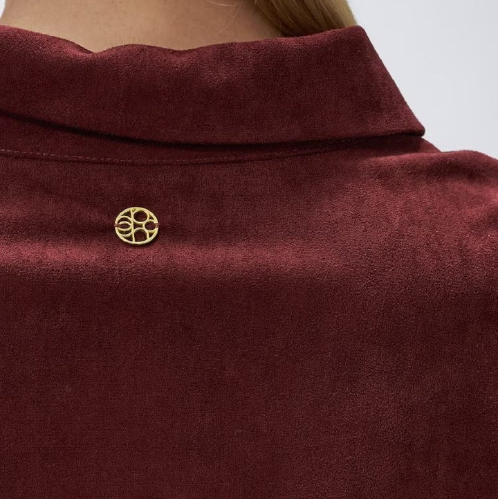 麂皮感雙口袋襯衫 - 酒紅｜cloenc