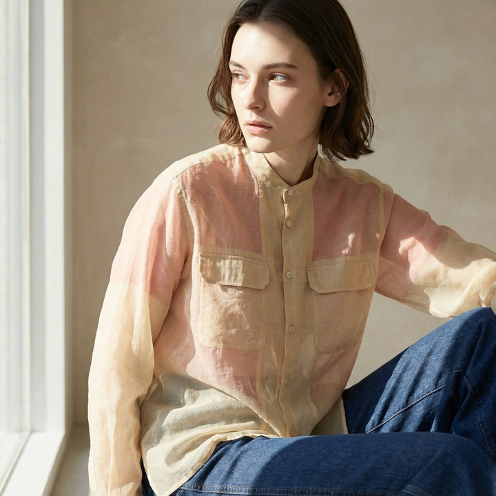 絲質混紡工作襯衫 - 淺黃｜MACPHEE