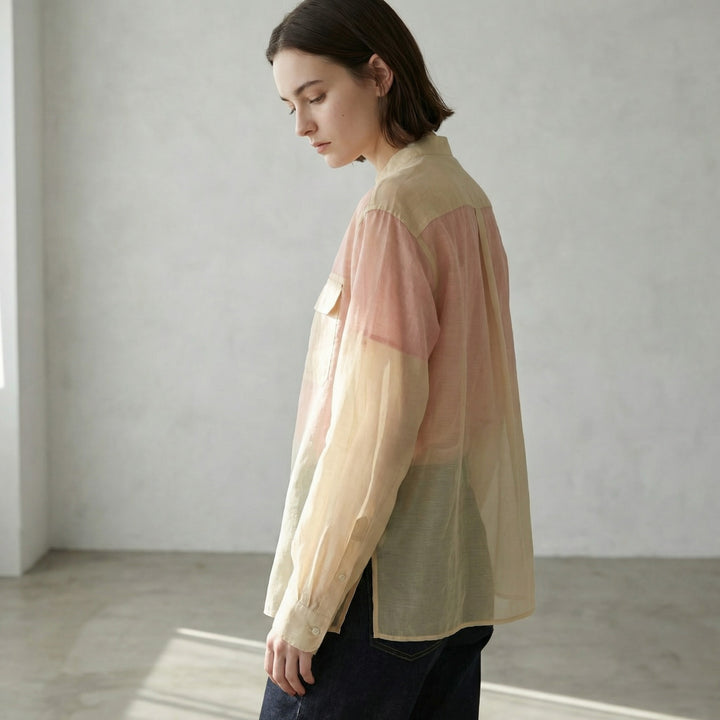 絲質混紡工作襯衫 - 淺黃｜MACPHEE