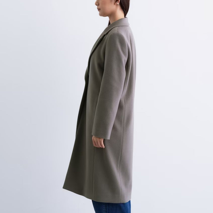 100%羊毛切斯特大衣 - 灰棕｜INDIVI 日本製