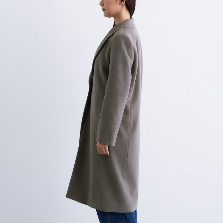 100%羊毛切斯特大衣 - 灰棕｜INDIVI 日本製