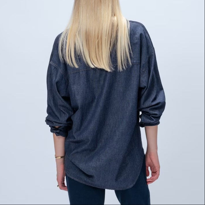 輕量丹寧襯衫 - 深藍｜cloenc