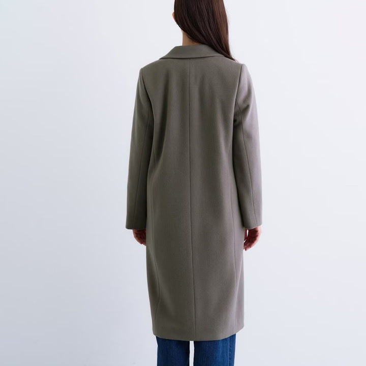 100%羊毛切斯特大衣 - 灰棕｜INDIVI 日本製