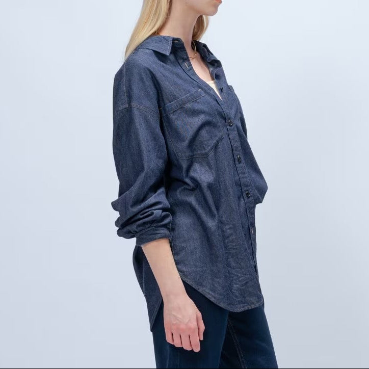 輕量丹寧襯衫 - 深藍｜cloenc