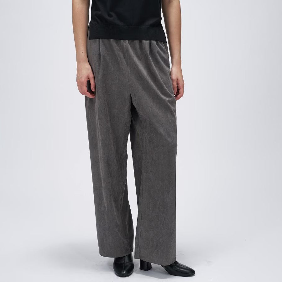 麂皮感輕盈長褲 - 炭灰｜cloenc