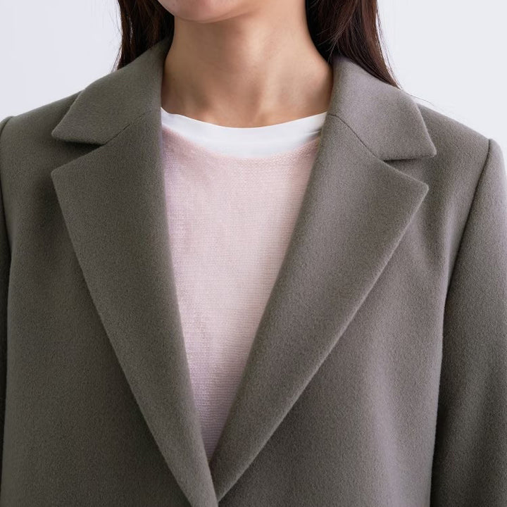 100%羊毛切斯特大衣 - 灰棕｜INDIVI 日本製