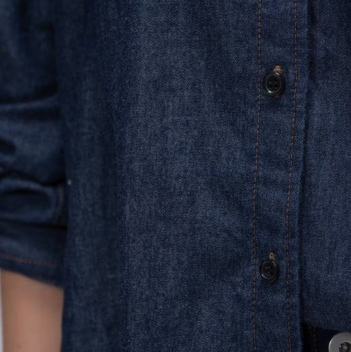輕量丹寧襯衫 - 深藍｜cloenc