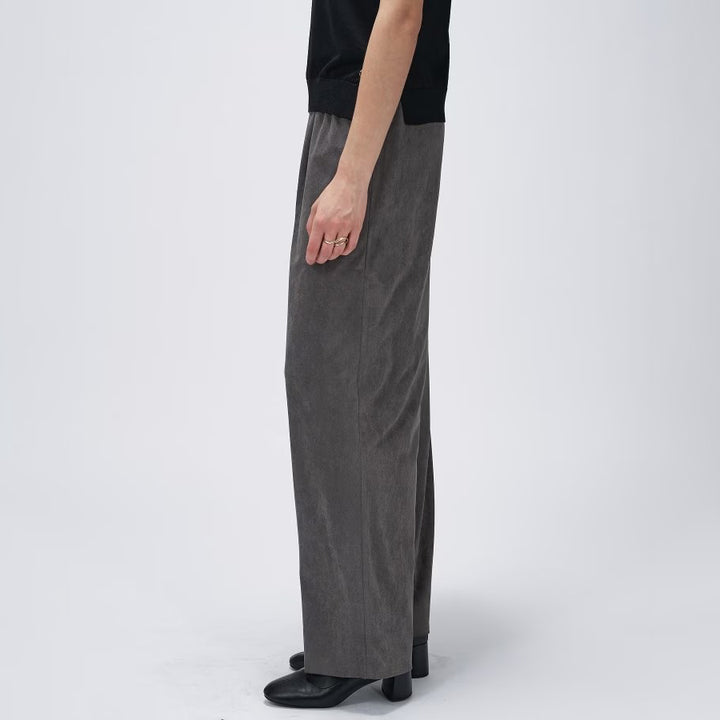 麂皮感輕盈長褲 - 炭灰｜cloenc