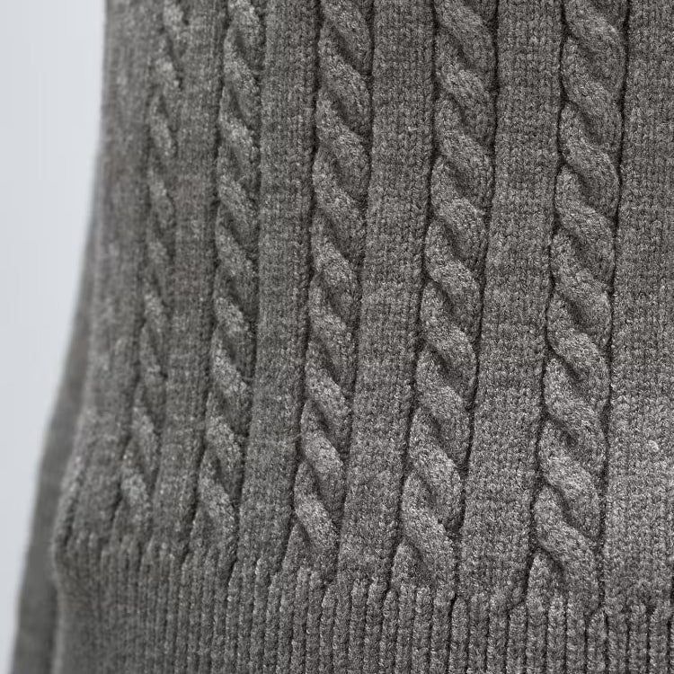 2WAY雙色細麻花針織上衣 - 灰｜cloenc