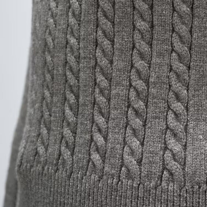 2WAY雙色細麻花針織上衣 - 灰｜cloenc