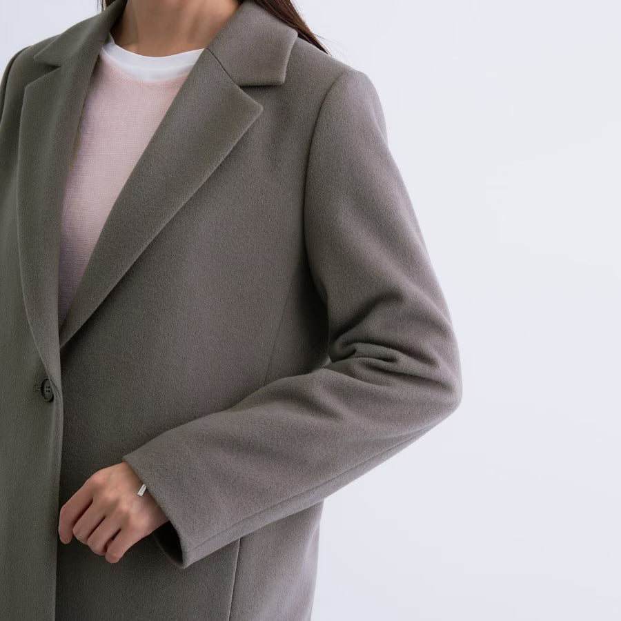 100%羊毛切斯特大衣 - 灰棕｜INDIVI 日本製