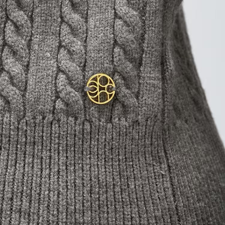 2WAY雙色細麻花針織上衣 - 灰｜cloenc