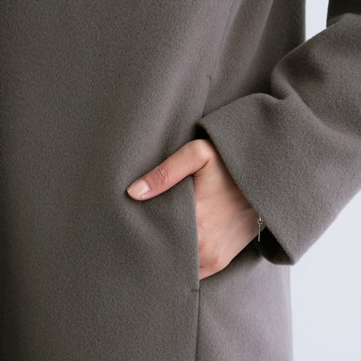 100%羊毛切斯特大衣 - 灰棕｜INDIVI 日本製