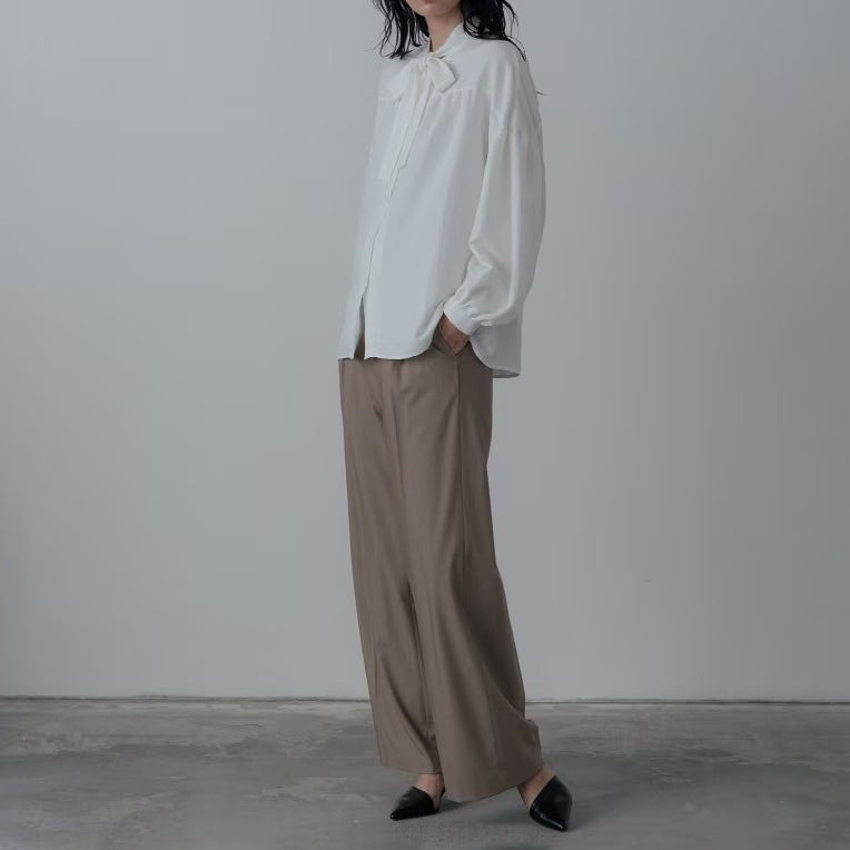 Timeless綁帶高腰寬褲 - 淺棕｜GALLEST
