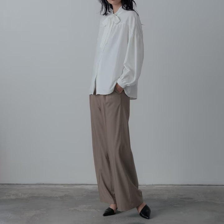 Timeless綁帶高腰寬褲 - 淺棕｜GALLEST