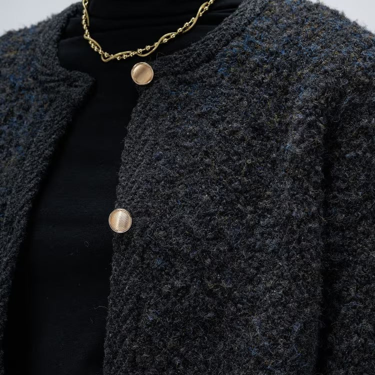 圈圈紗開襟衫 - 黑｜cloenc