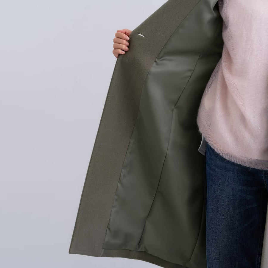 100%羊毛切斯特大衣 - 灰棕｜INDIVI 日本製