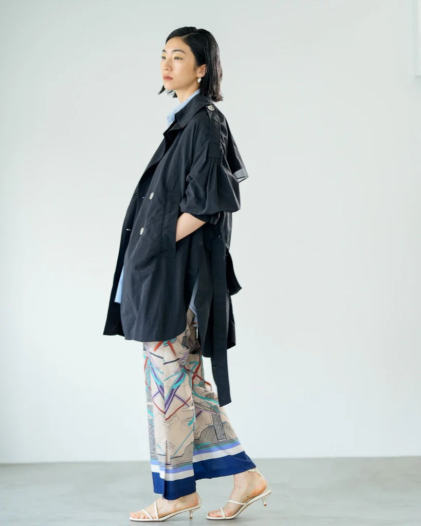 絲巾印花寬褲 - 米｜Lallia Mu