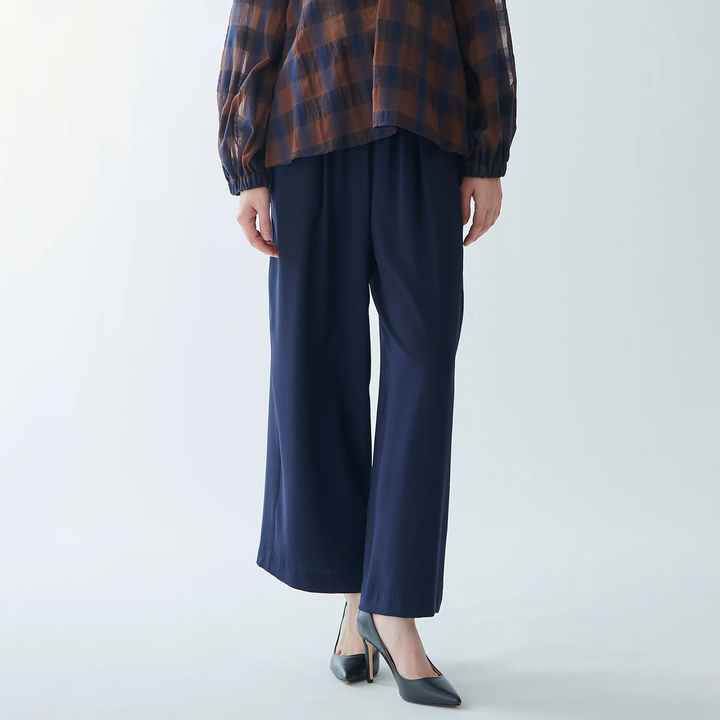 垂墜感寬版長褲 - 深藍｜BEATRICE
