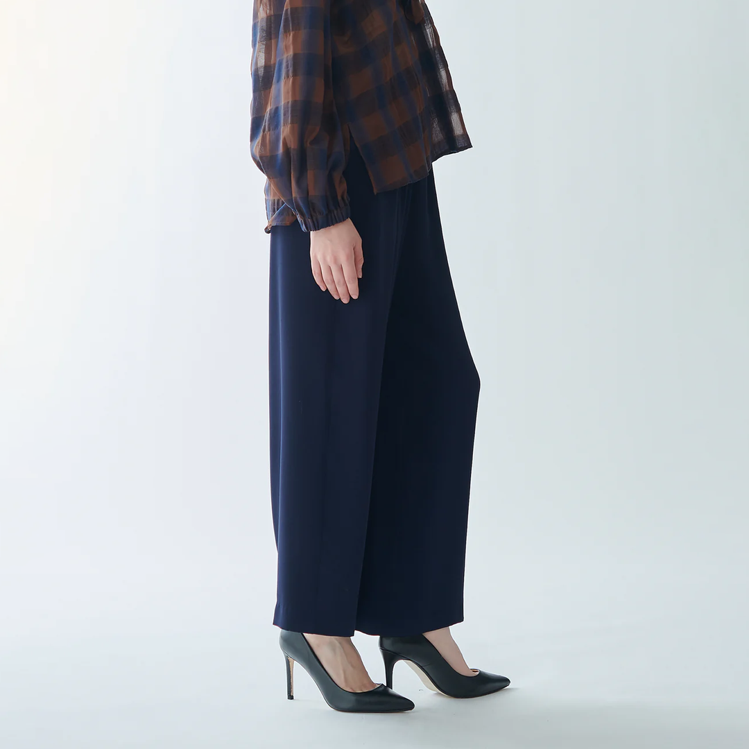 垂墜感寬版長褲 - 深藍｜BEATRICE