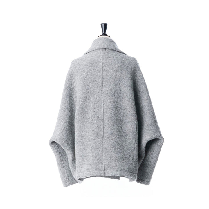 羊毛混紡雙排扣大衣 - 灰｜IKITSUKE