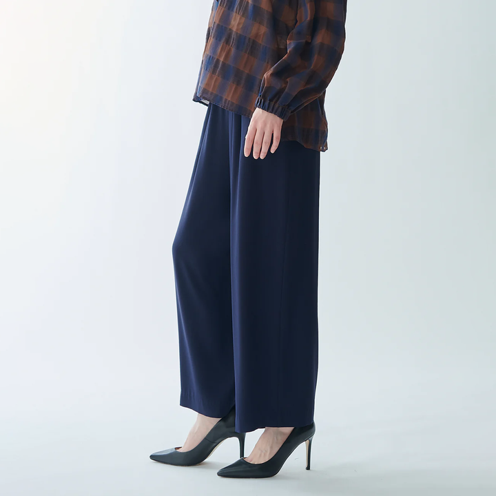 垂墜感寬版長褲 - 深藍｜BEATRICE