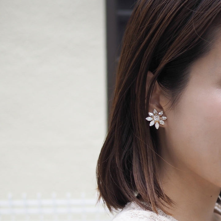 MINI BLOOM PIERCES - WHITE 耳夾款｜masae 日本製 NO.020026ER | 預購