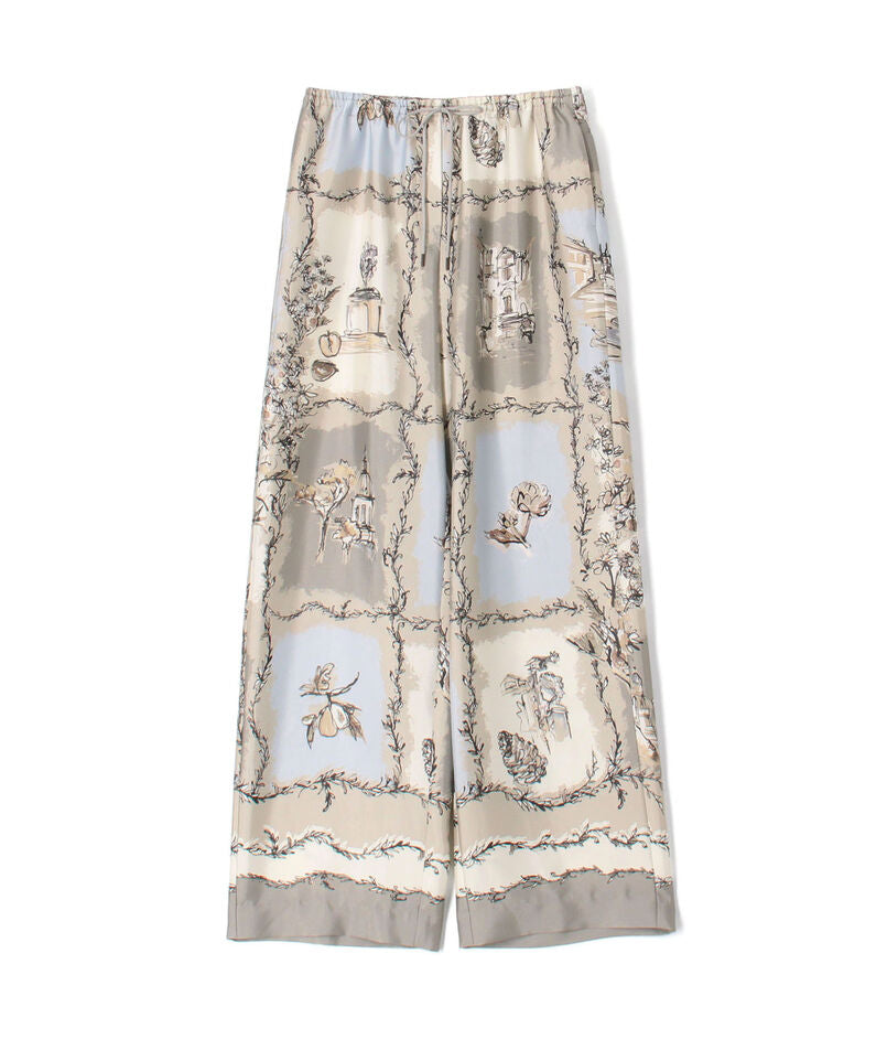 羅馬圖騰緞面質感長褲 - 淺米｜TOMORROWLAND C. 日本製