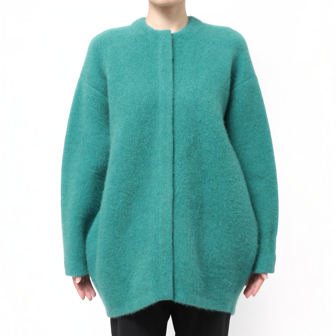 NANOKA LIVING ｜和洋選品 ELENDEEK green raccoon hair blend cardigan with a soft texture and minimalist design