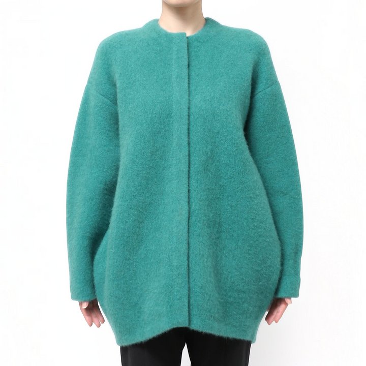 NANOKA LIVING ｜和洋選品 ELENDEEK green raccoon hair blend cardigan with a soft texture and minimalist design