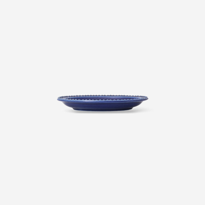 水玉邊飾橢圓小皿 - 藍 日本美濃燒