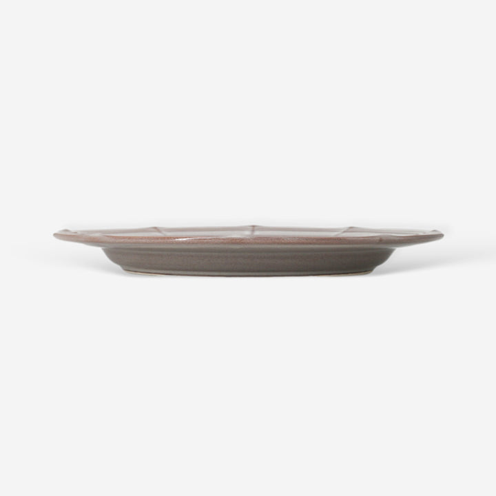 Koyo｜Raffine浮雕橢圓中皿 - 燻白 日本美濃燒(25cm)