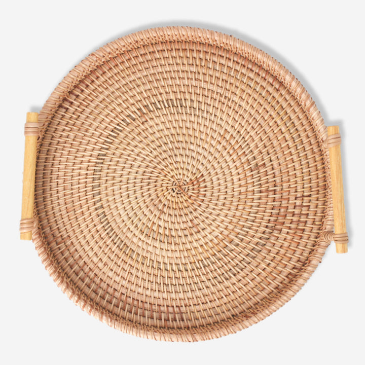 秋藤編織提把圓形置物籃(28cm)