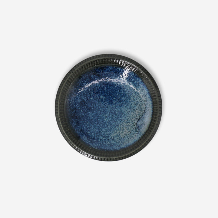 削ぎ模様｜邊刻紋小皿 - 藍黑 日本美濃燒